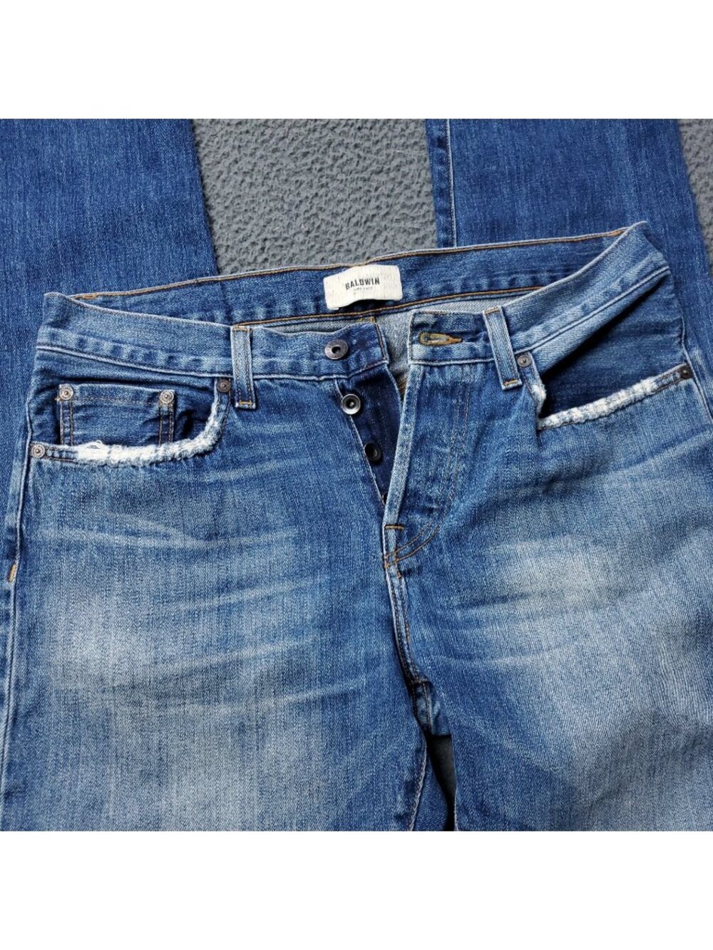 Baldwin Jeans Mens 32 x35  Henley Slim Leg Blue Cotton Pants Denim
